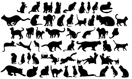 Cat Silhouettes Character Set