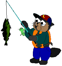 Jackson catches a fish.